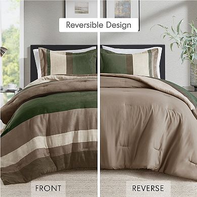 510 Design Boulder Stripe Pieced Faux Suede Comforter Set