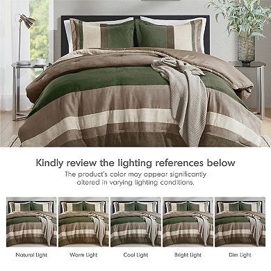 510 Design Boulder Stripe Pieced Faux Suede Comforter Set