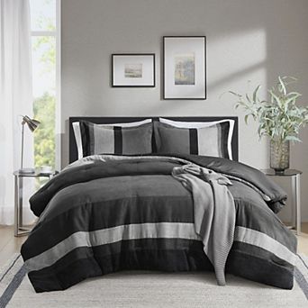 510 Design Boulder Stripe Pieced Faux Suede Comforter Set
