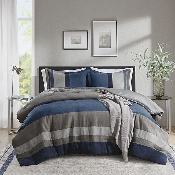 510 Design Boulder Stripe Pieced Faux Suede Comforter Set