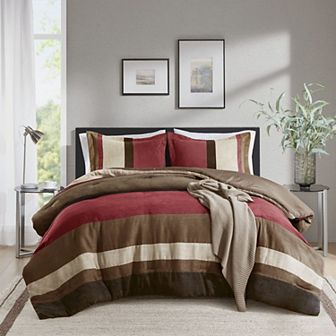 510 Design Boulder Stripe Pieced Faux Suede Comforter Set