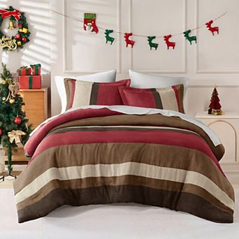 510 Design Boulder Stripe Pieced Faux Suede Comforter Set