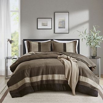 510 Design Boulder Stripe Pieced Faux Suede Comforter Set