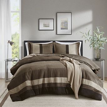 510 Design Boulder Stripe Pieced Faux Suede Comforter Set