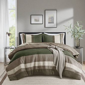 510 Design Boulder Stripe Pieced Faux Suede Comforter Set