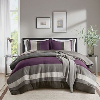 510 Design Boulder Stripe Pieced Faux Suede Comforter Set