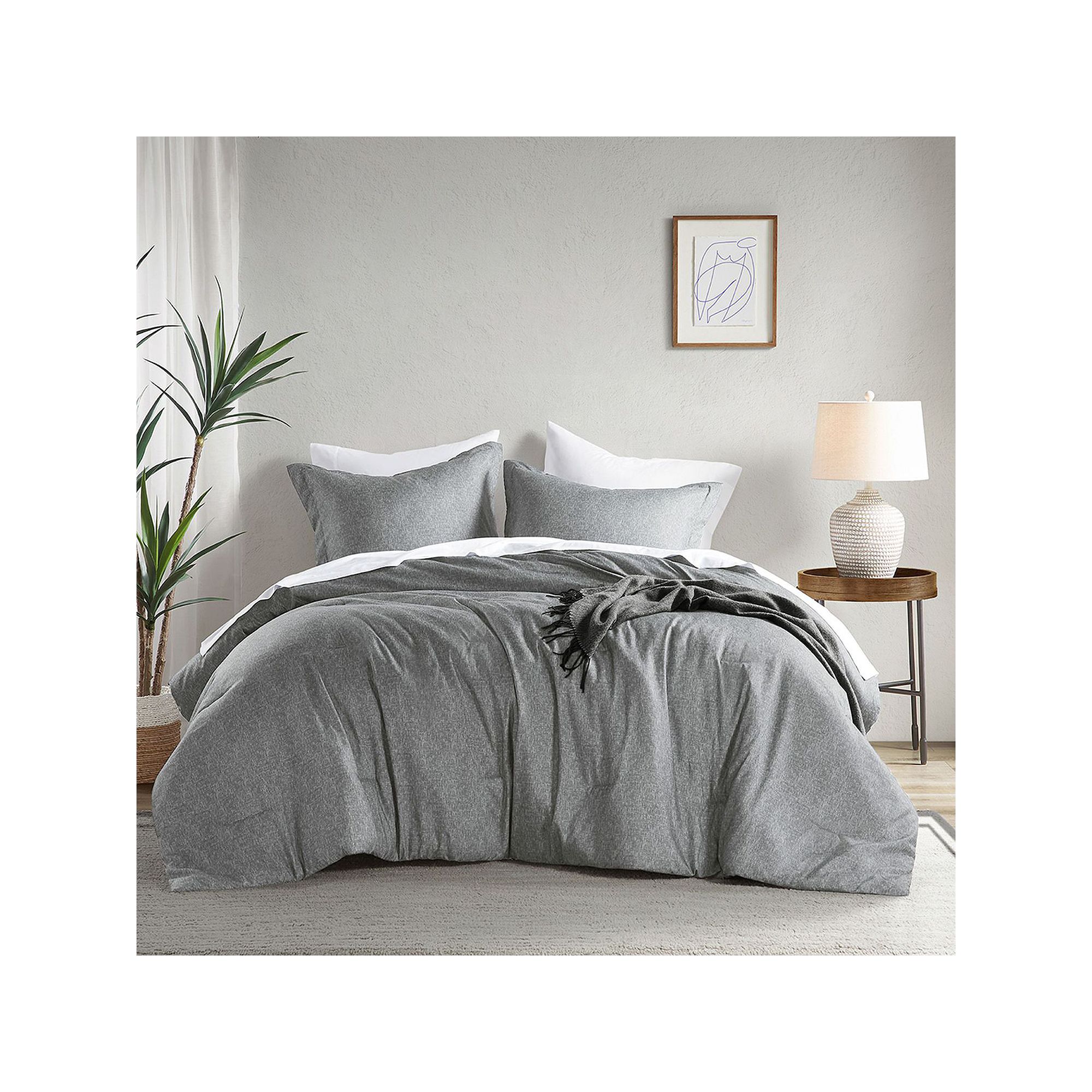 510 Design Camden Chambray Print Solid Comforter Set, Grey
