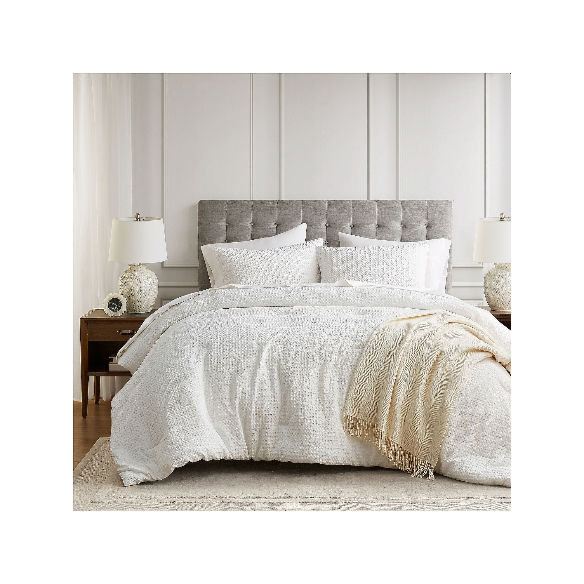 510 Design Mina Waffle Textured Comforter Set, Off White