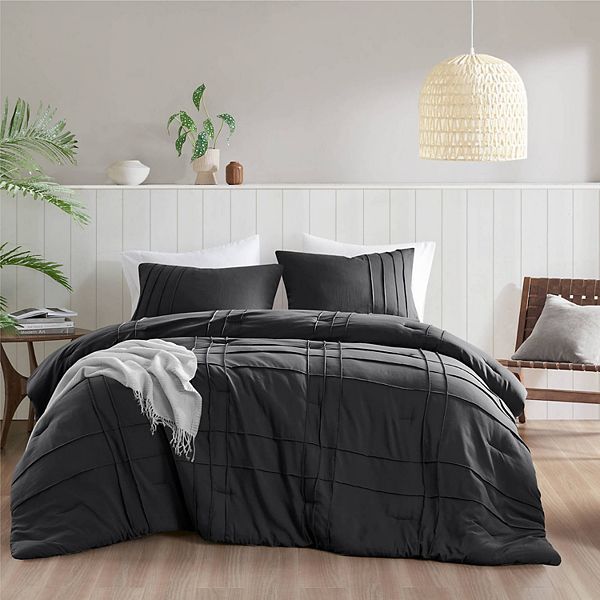 510 Design Porter Soft Washed Pleated Comforter Set - Black (CAL KING)