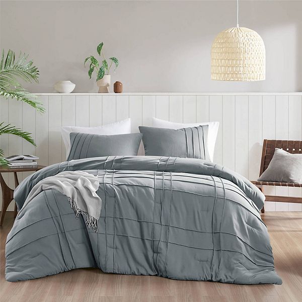 510 Design Porter Soft Washed Pleated Comforter Set - Blue Gray (CAL KING)