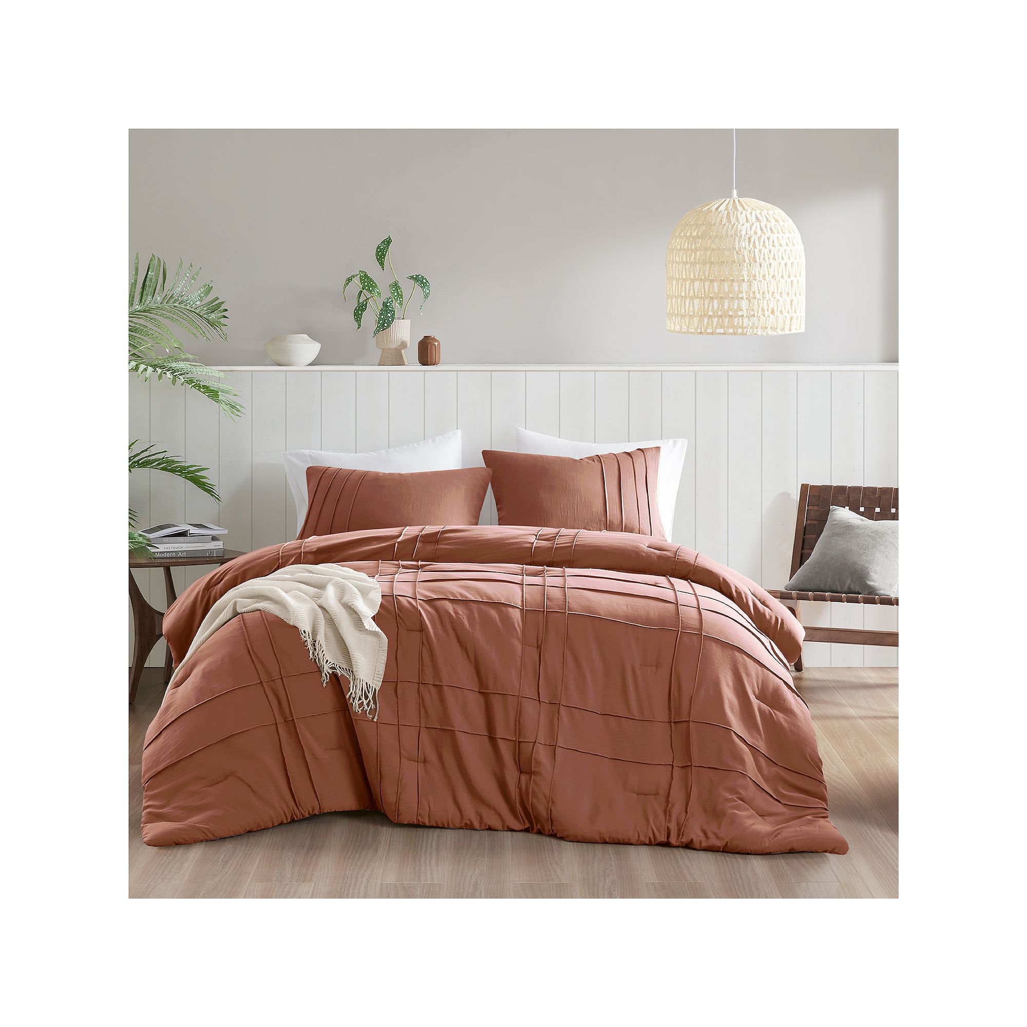 510 Design Porter Soft Washed Pleated Comforter Set, Clay