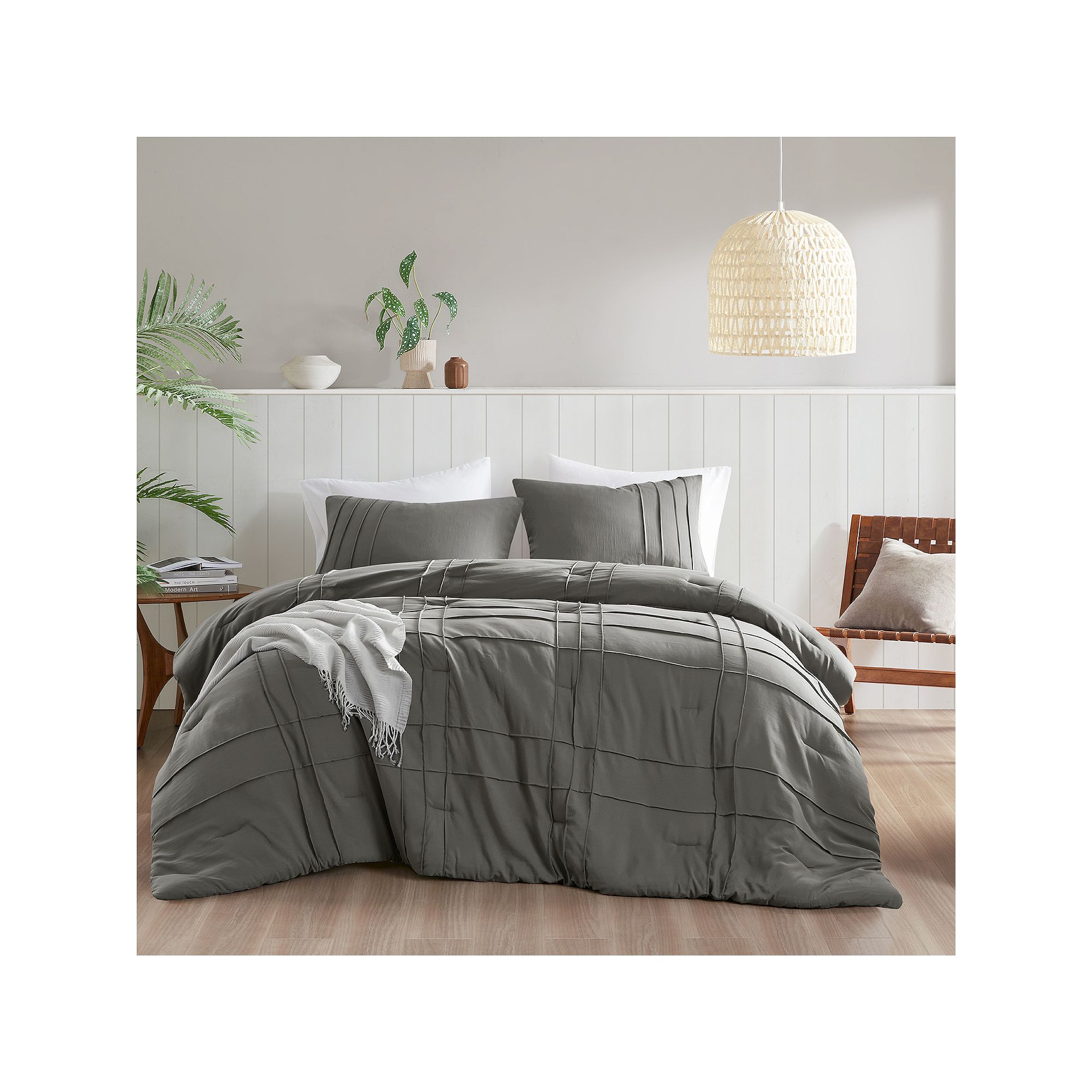 510 Design Porter Soft Washed Pleated Comforter Set, Gray