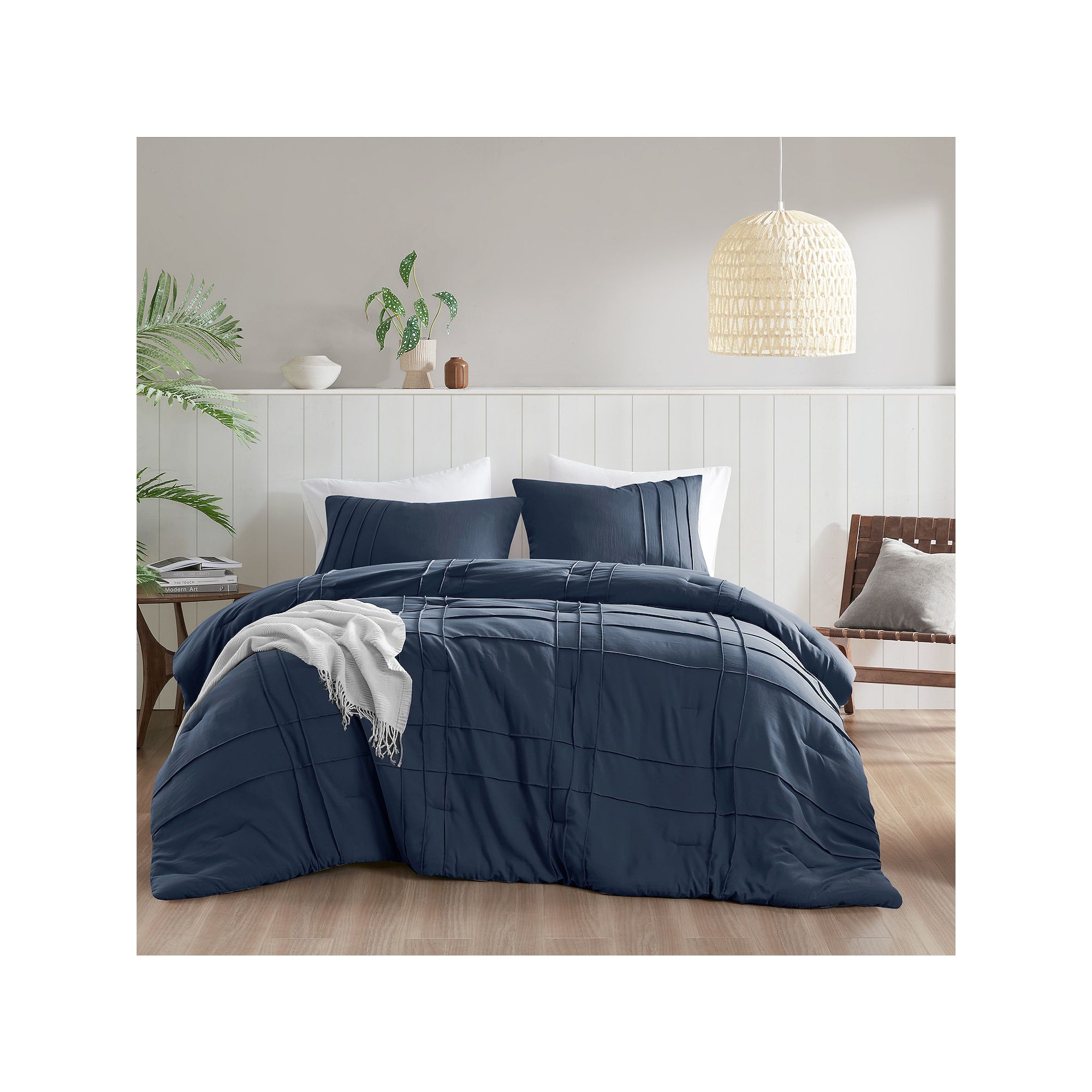 510 Design Porter Soft Washed Pleated Comforter Set, Blue