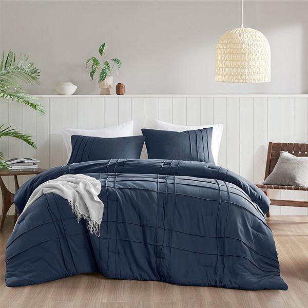 510 Design Porter Soft Washed Pleated Comforter Set - Navy (CAL KING)