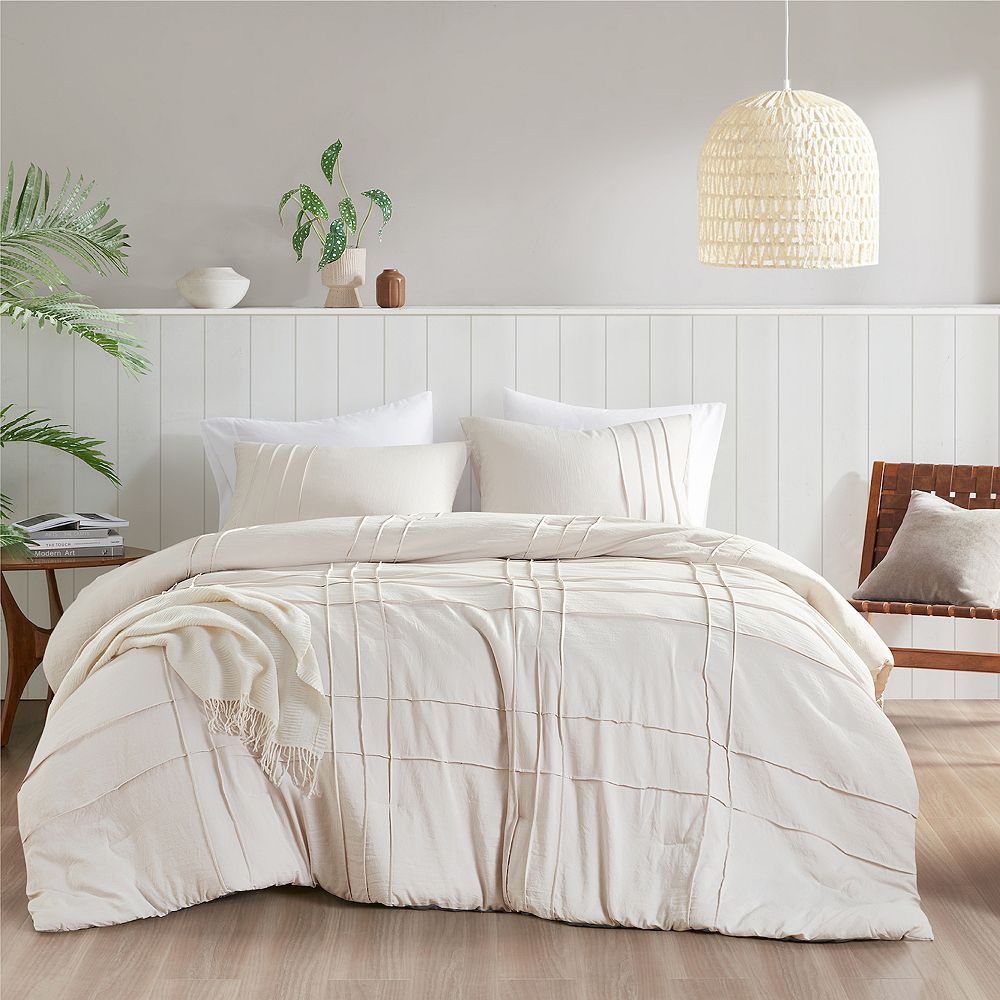 510 Design Porter Soft Washed Pleated Comforter Set - Neutral, QUEEN