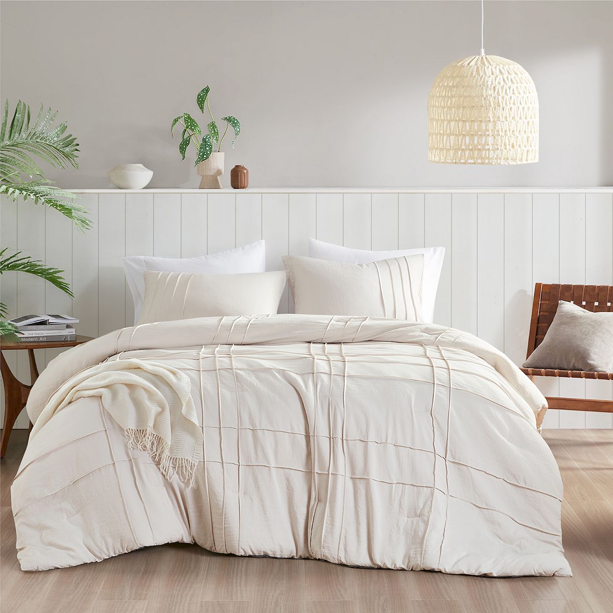 510 Design Porter Soft Washed Pleated Comforter Set - Neutral, QUEEN