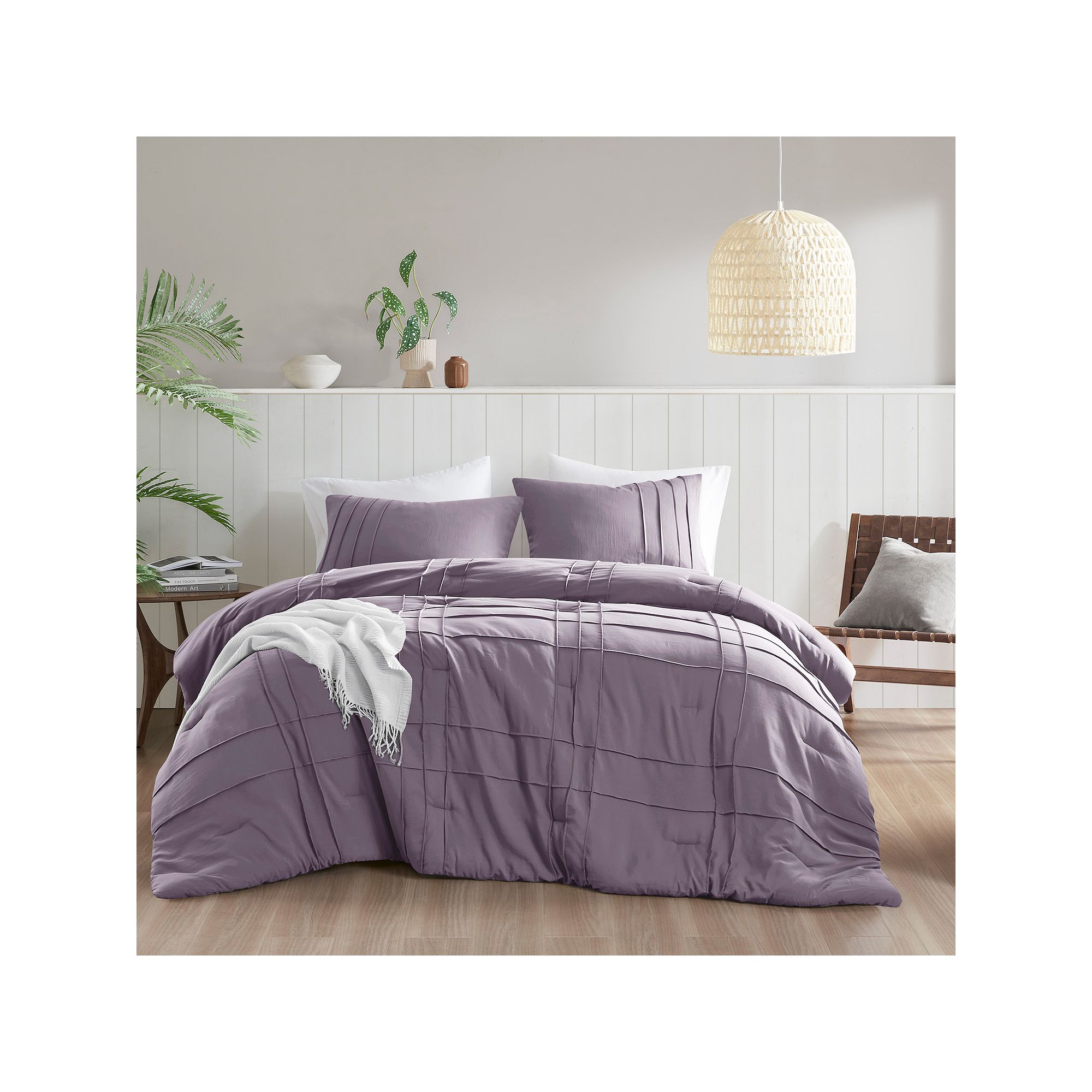 510 Design Porter Soft Washed Pleated Comforter Set, Purple