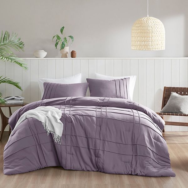 510 Design Porter Soft Washed Pleated Comforter Set - Purple (QUEEN)