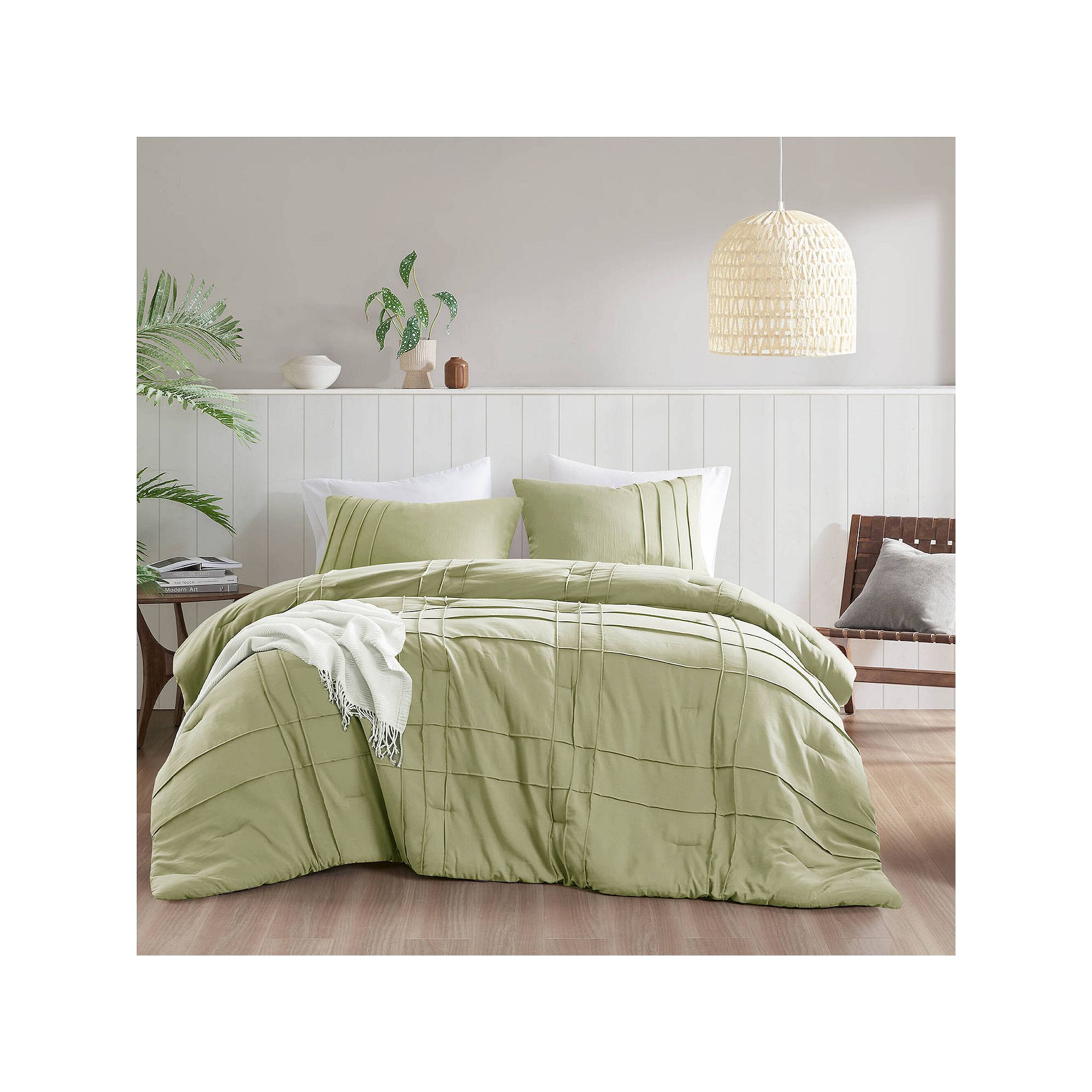 510 Design Porter Soft Washed Pleated Comforter Set, Green