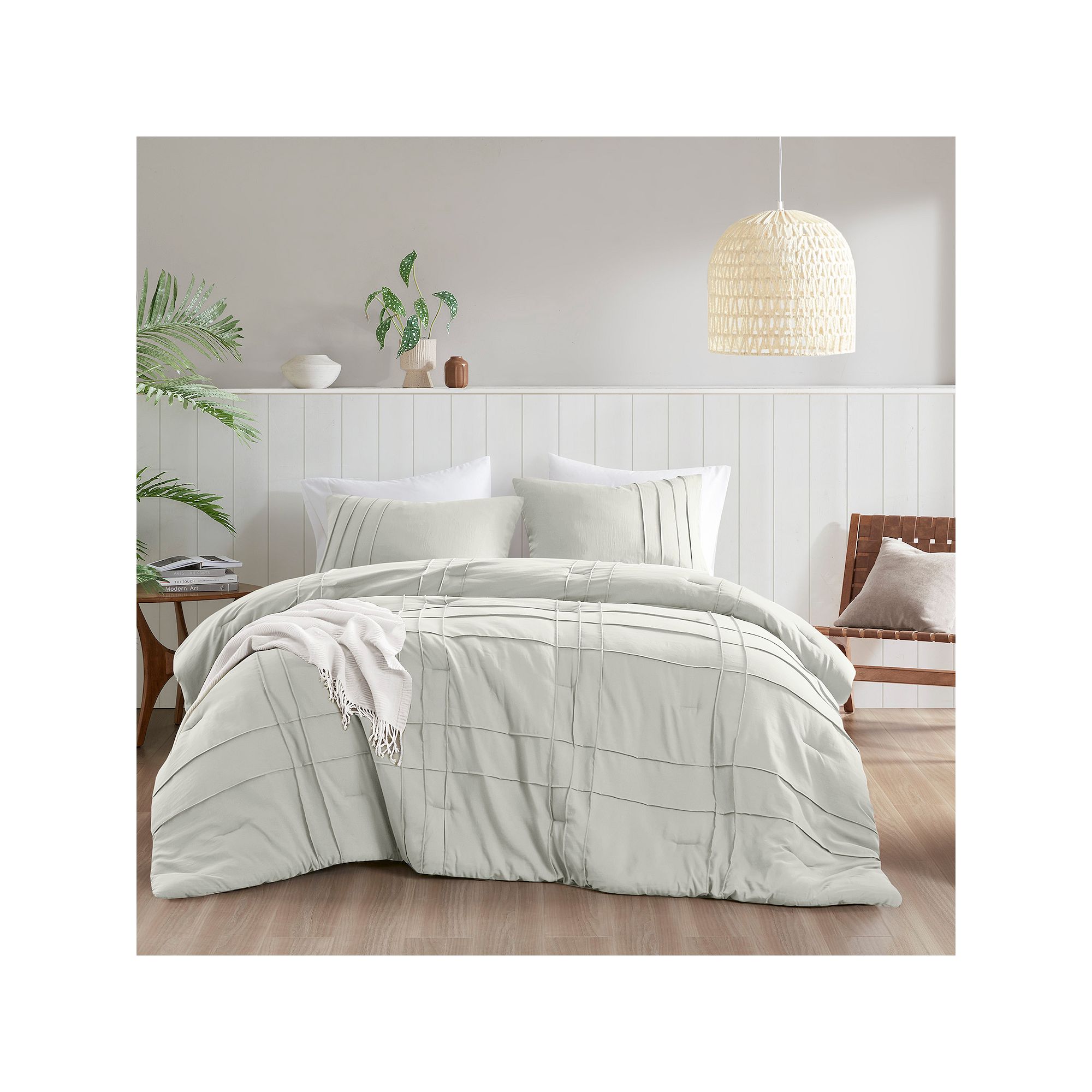 510 Design Porter Soft Washed Pleated Comforter Set, Silver