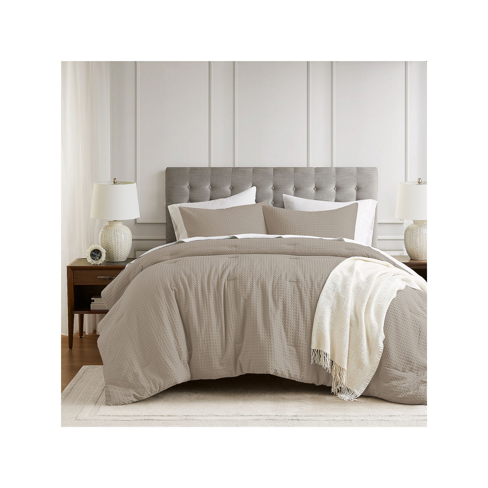510 Design Mina Waffle Textured Duvet Cover Set, Brown