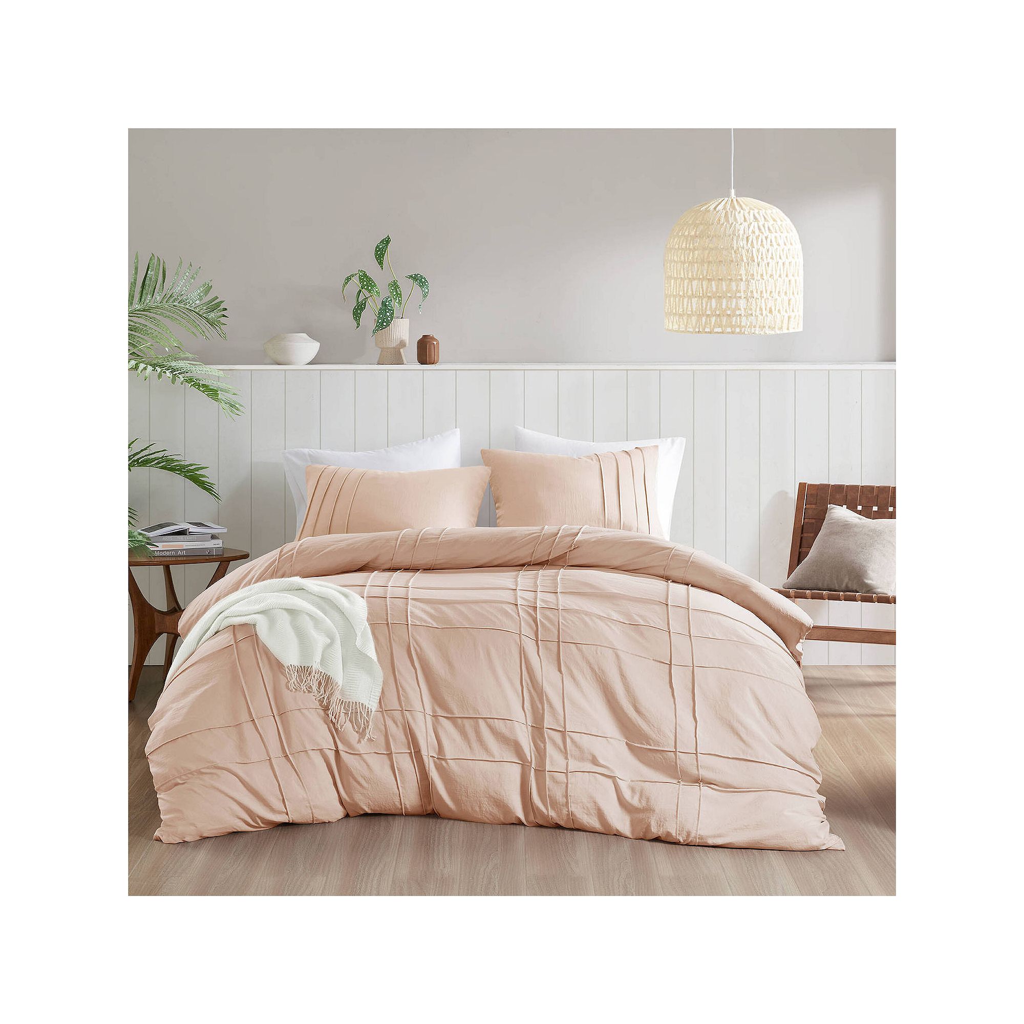 510 Design Porter Soft Washed Pleated Duvet Cover Set, Blush