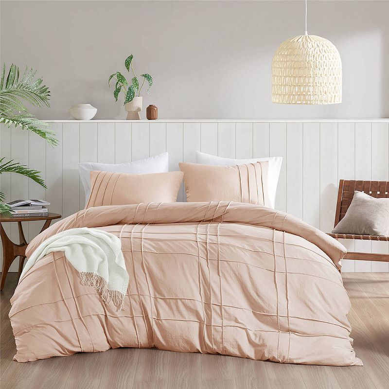 510 Design Porter Soft Washed Pleated Duvet Cover Set, Blush
