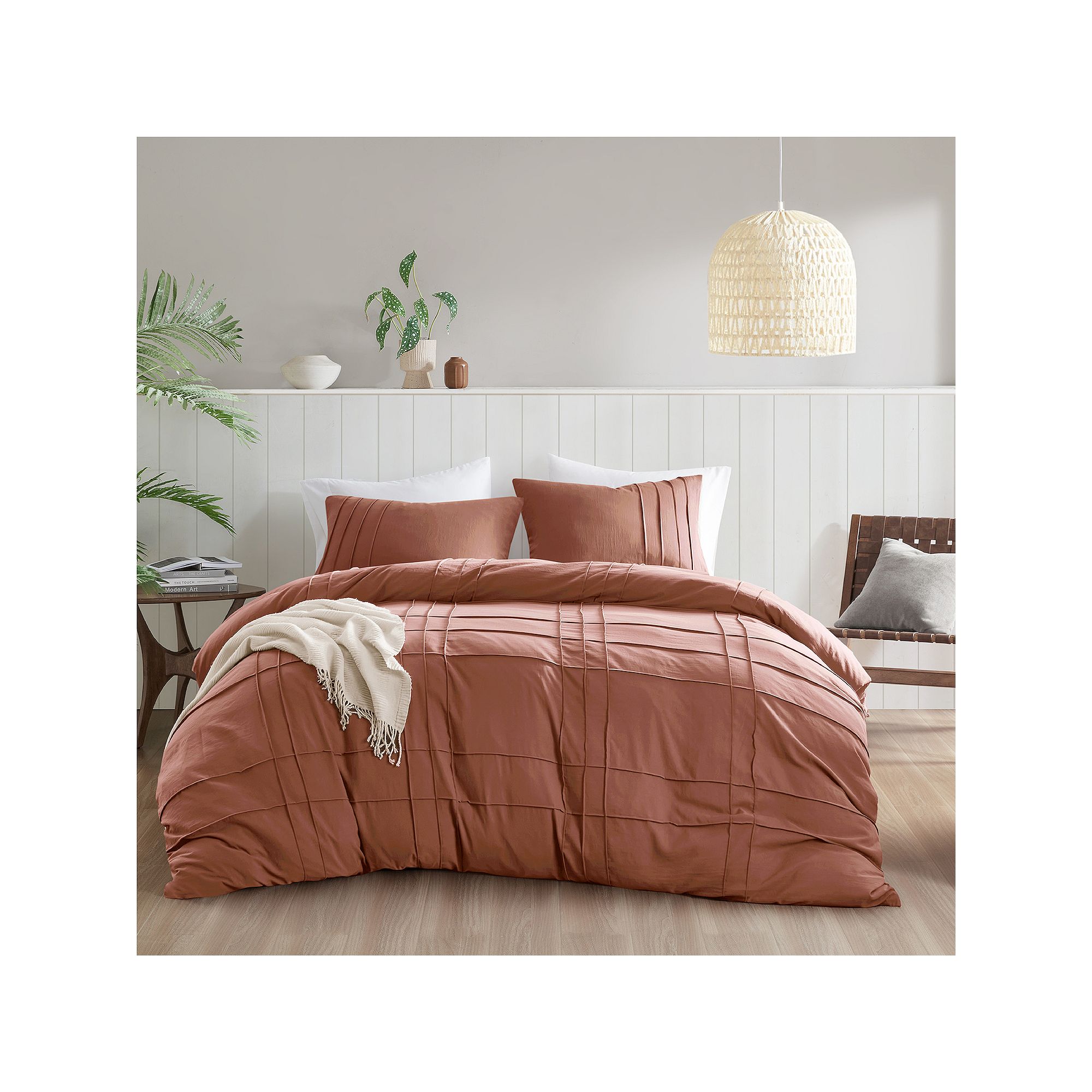 510 Design Porter Soft Washed Pleated Duvet Cover Set, Clay