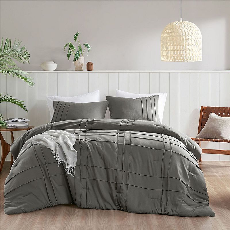 510 Design Porter Soft Washed Pleated Duvet Cover Set, Gray