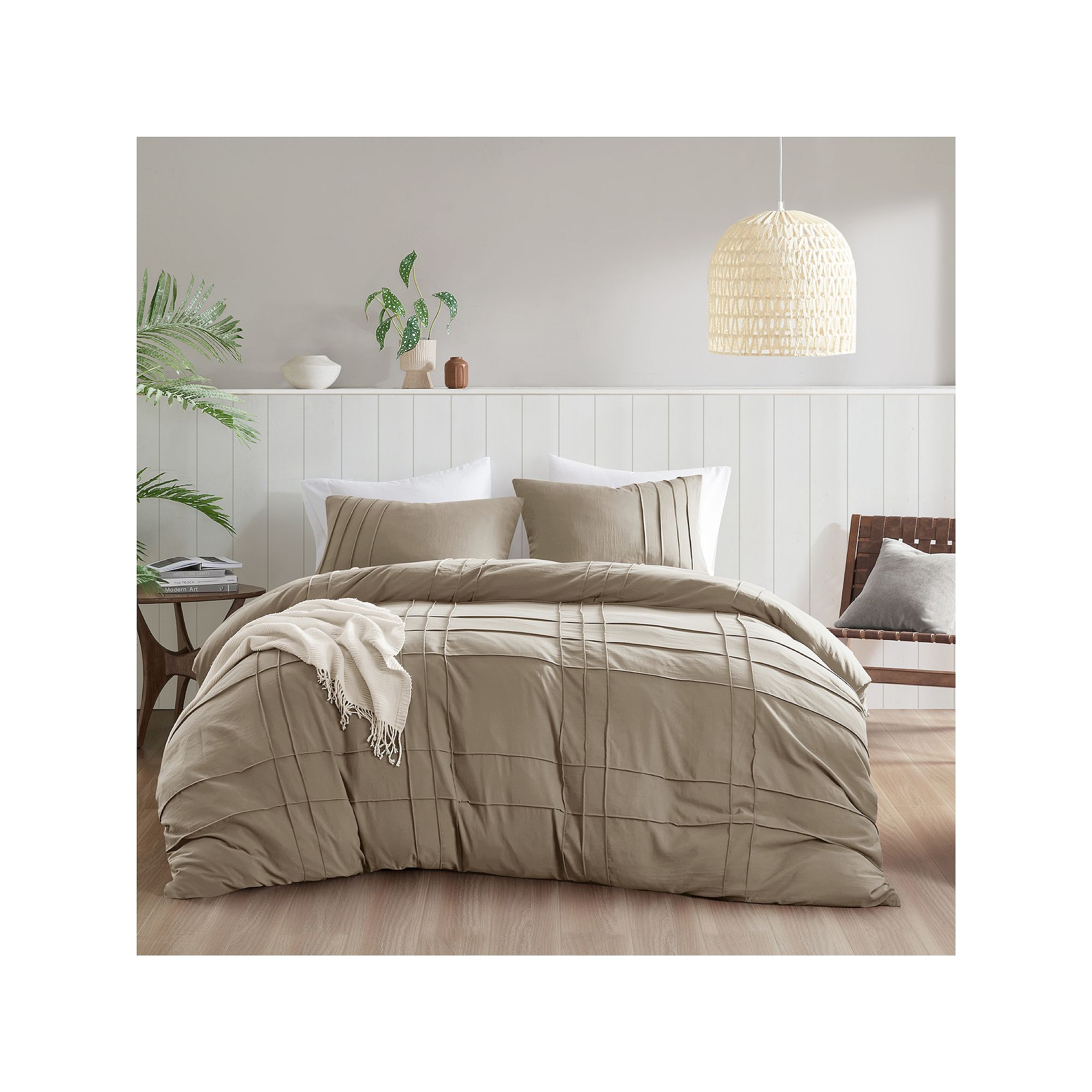 510 Design Porter Soft Washed Pleated Duvet Cover Set, Green