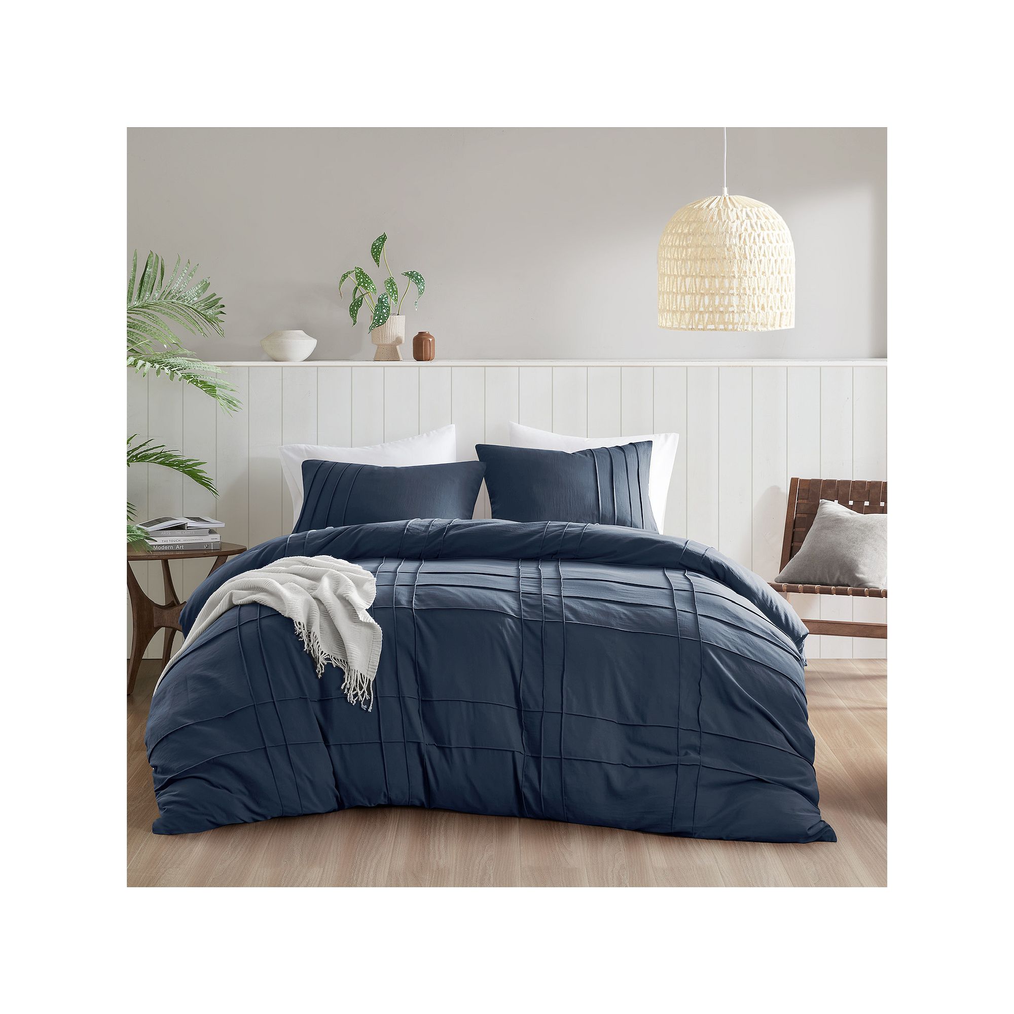 510 Design Porter Soft Washed Pleated Duvet Cover Set, Blue