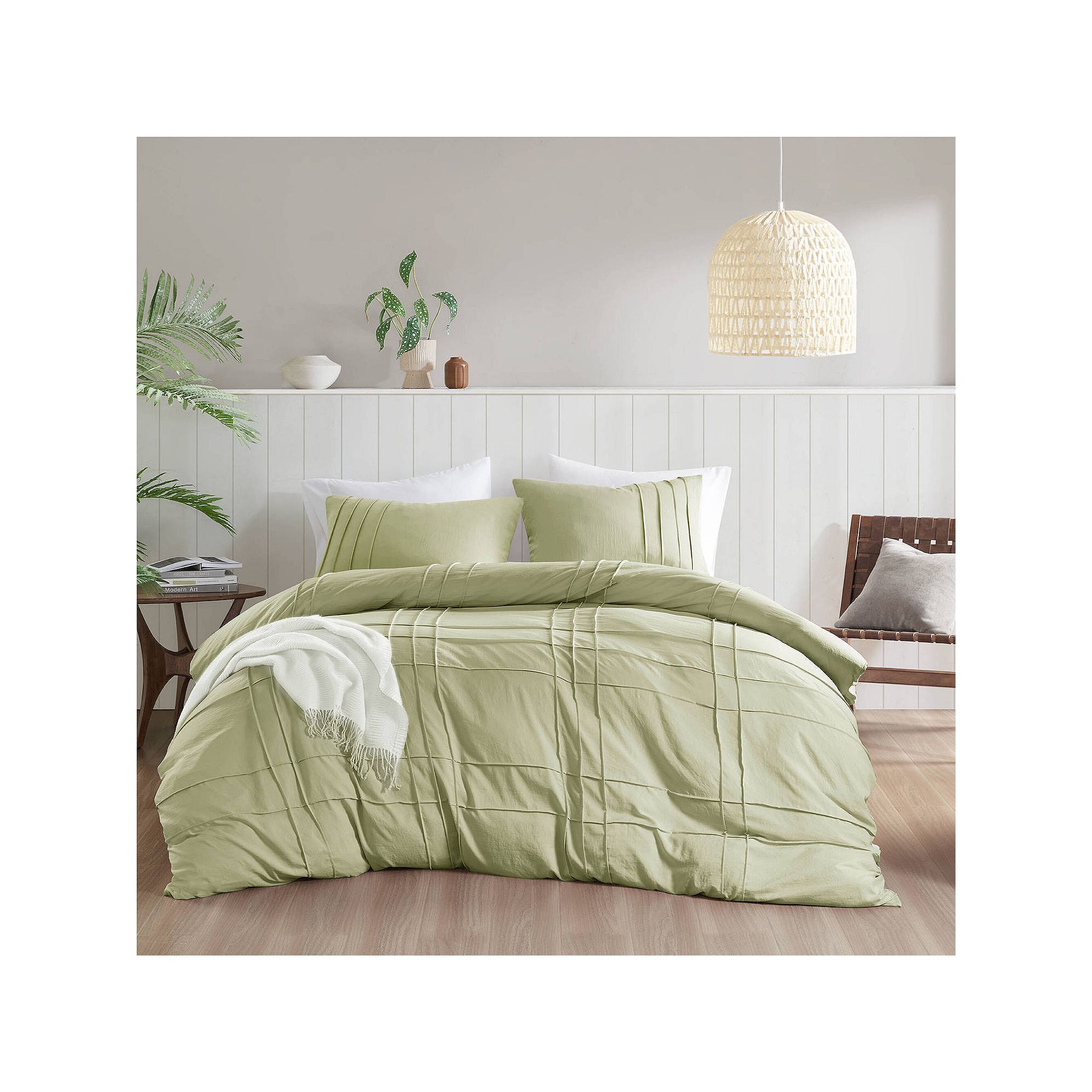 510 Design Porter Soft Washed Pleated Duvet Cover Set, Green