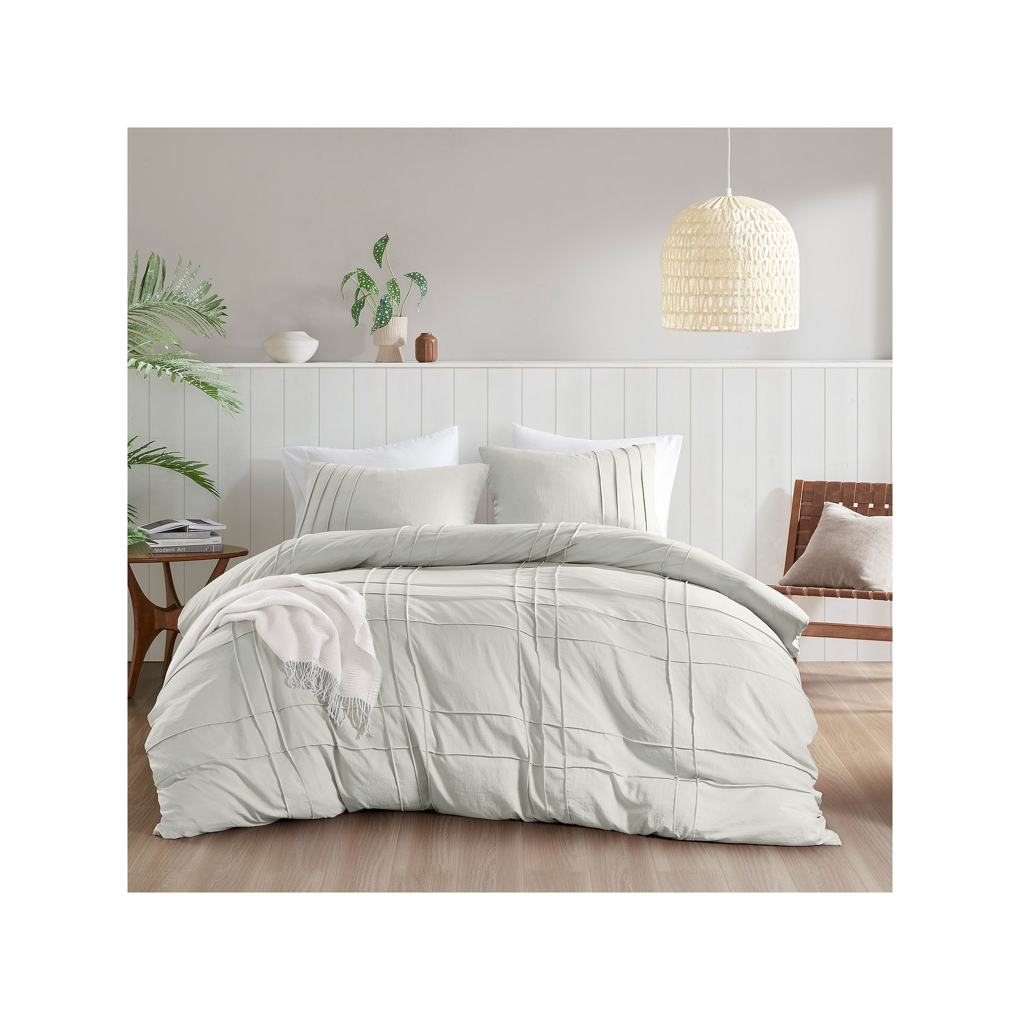 510 Design Porter Soft Washed Pleated Duvet Cover Set, Silver