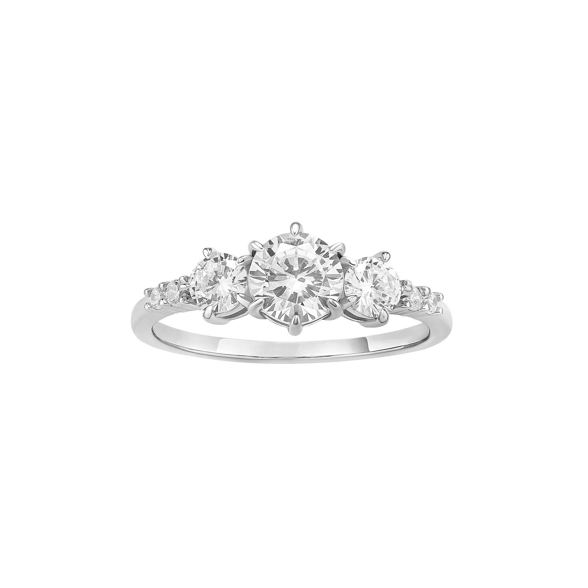 PRIMROSE Sterling Silver Triple Graduated Cubic Zirconia Ring, Womens, Siz