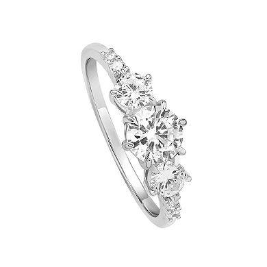 PRIMROSE Sterling Silver Triple Graduated Cubic Zirconia Ring