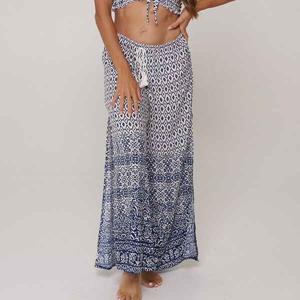 Women's J. Valdi Flowy Batik Swim Cover-Up Pants