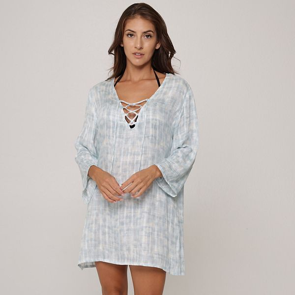 Women's J. Valdi Laced VNeck Long Sleeve Swim CoverUp Tunic