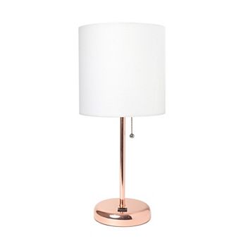 Creekwood Home Oslo Contemporary Rose Gold Table Desk Lamp with USB Port