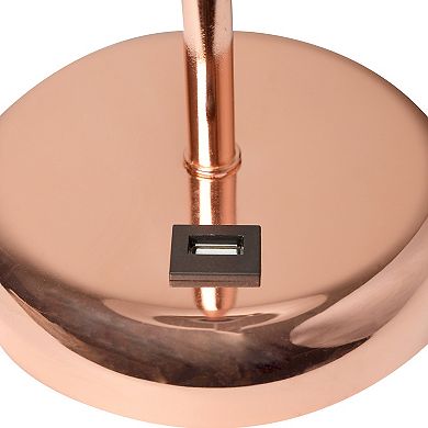 Creekwood Home Oslo Contemporary Rose Gold Table Desk Lamp with USB Port