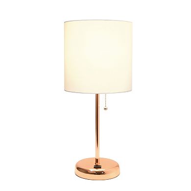 Creekwood Home Oslo Contemporary Rose Gold Table Desk Lamp with USB Port