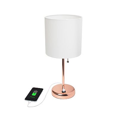 Creekwood Home Oslo Contemporary Rose Gold Table Desk Lamp with USB Port