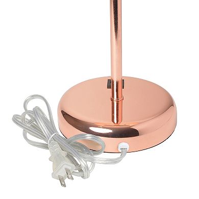 Creekwood Home Oslo Contemporary Rose Gold Table Desk Lamp with USB Port