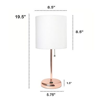 Creekwood Home Oslo Contemporary Rose Gold Table Desk Lamp with USB Port