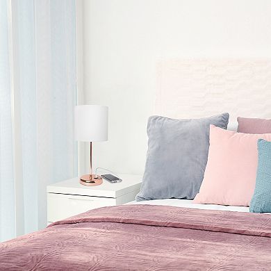 Creekwood Home Oslo Contemporary Rose Gold Table Desk Lamp with USB Port