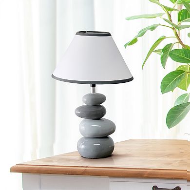 Creekwood Home Priva Contemporary Ceramic Stacking Stones Table Desk Lamp