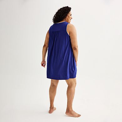 Plus Size Croft & Barrow Front Pintuck Keyhole Nightgown