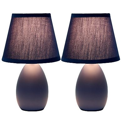 Creekwood Home Nauru Traditional Petite Ceramic Oblong Bedside Lamp 2-piece Set