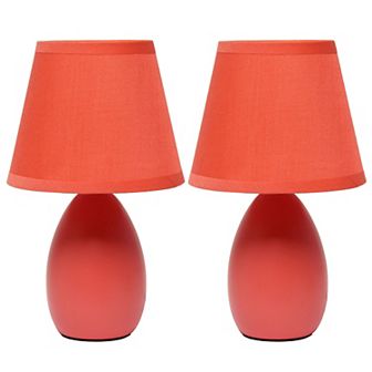 Creekwood Home Nauru Traditional Petite Ceramic Oblong Bedside Lamp 2 pc Set