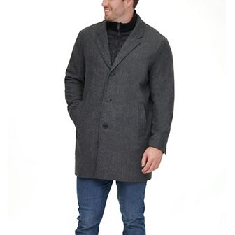 Big & Tall Dockers® Midweight Wool-Blend Topcoat with Quilted Bib