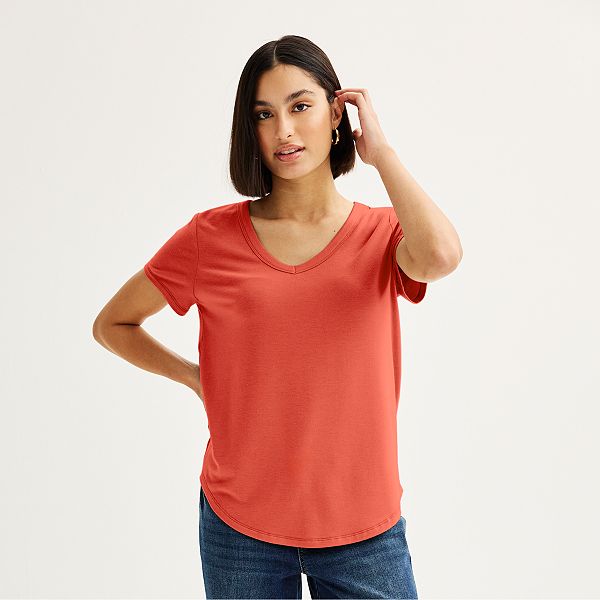 Juniors' SO® Short Sleeve V-Neck Tee - Blushing (X SMALL)